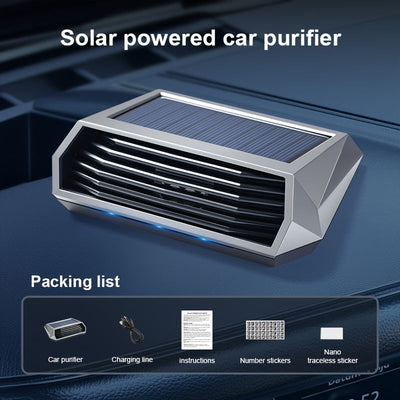 1 pieza de purificador de aire solar con sensor inteligente, función de estacionamiento automático, eliminación de olores, desinfección, generador de ozono, carga USB, batería de litio incorporada, material plástico - Ideal para uso en vehículos, purific