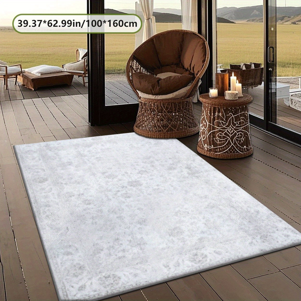 Estampado plano 2D con patrón de color sólido exquisito, alfombra decorativa de estilo simple 1 pieza, picnic, RV, balcón, patio, cubierta, camping, decoración de vacaciones para interiores y exteriores disponibles en múltiples escenas, tamaños múltiples