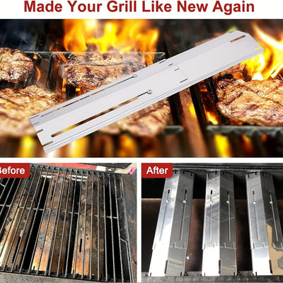 Paquete de 3 Placas Calentadoras Universales para Barbacoa en Tienda con Protector Térmico para Parrilla de Gas, Cubierta Ajustable del Regulador de Llama y Deflector de Calor, Piezas de Repuesto para Parrillas de Gas