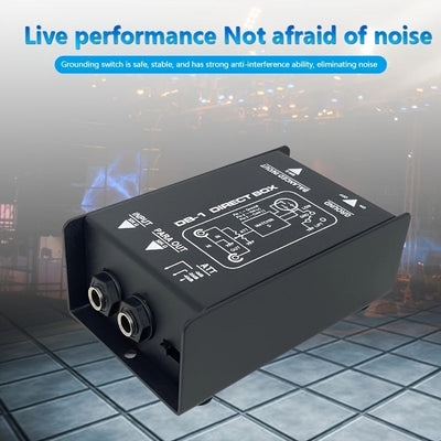 Transformador de Impedancia para Guitarra, Transformador de Adaptación de Impedancia Pasivo QudosXy DB-1 de Construcción de Hierro sin Carga de Canal Único para Guitarra, Bajo, Teclado, Negro