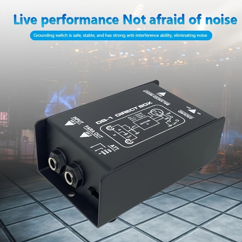 Transformador de Impedancia para Guitarra, Transformador de Adaptación de Impedancia Pasivo QudosXy DB-1 de Construcción de Hierro sin Carga de Canal Único para Guitarra, Bajo, Teclado, Negro
