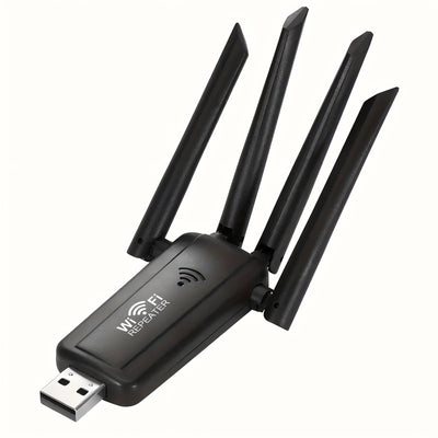 1pc Amplificador de Señal WiFi, Amplificador Inalámbrico de 2,4Ghz con 4 Antenas, Alimentado por USB, Tasa de Transferencia de Datos de 300Mbps, Mejora la Penetración de la Señal Fuerte, Ideal para Uso en el Hogar y la Oficina, Accesorio de Wi-Fi para Of
