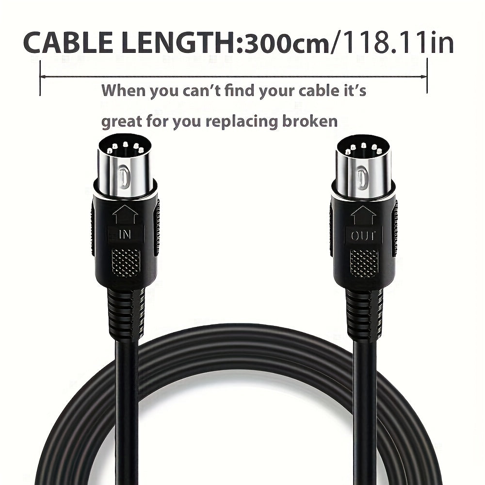 1 Paquete 3.0 metro/5.0 metro/7.0 metro Macho a Macho Cable MIDI de 5 pines para Teclado Synth, Tarjeta de Sonido Externa, Teclado MIDI, Sintetizador de Rack, Muestreador, Fuente de Sonido y Otro Equipo de Música, Negro