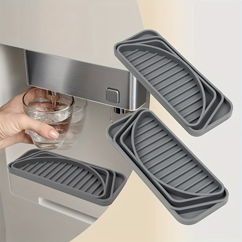 Alfombrilla de dispensador de agua de silicona - Ajuste a medida, bandeja de goteo de refrigerador antideslizante para refrigeración limpia y precisa
