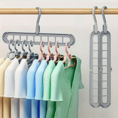 9 perchas de plástico resistentes de 9 orificios - Organizador plegable que ahorra espacio para el armario y el guardarropa, juego duradero para el almacenamiento en el hogar y el dormitorio
