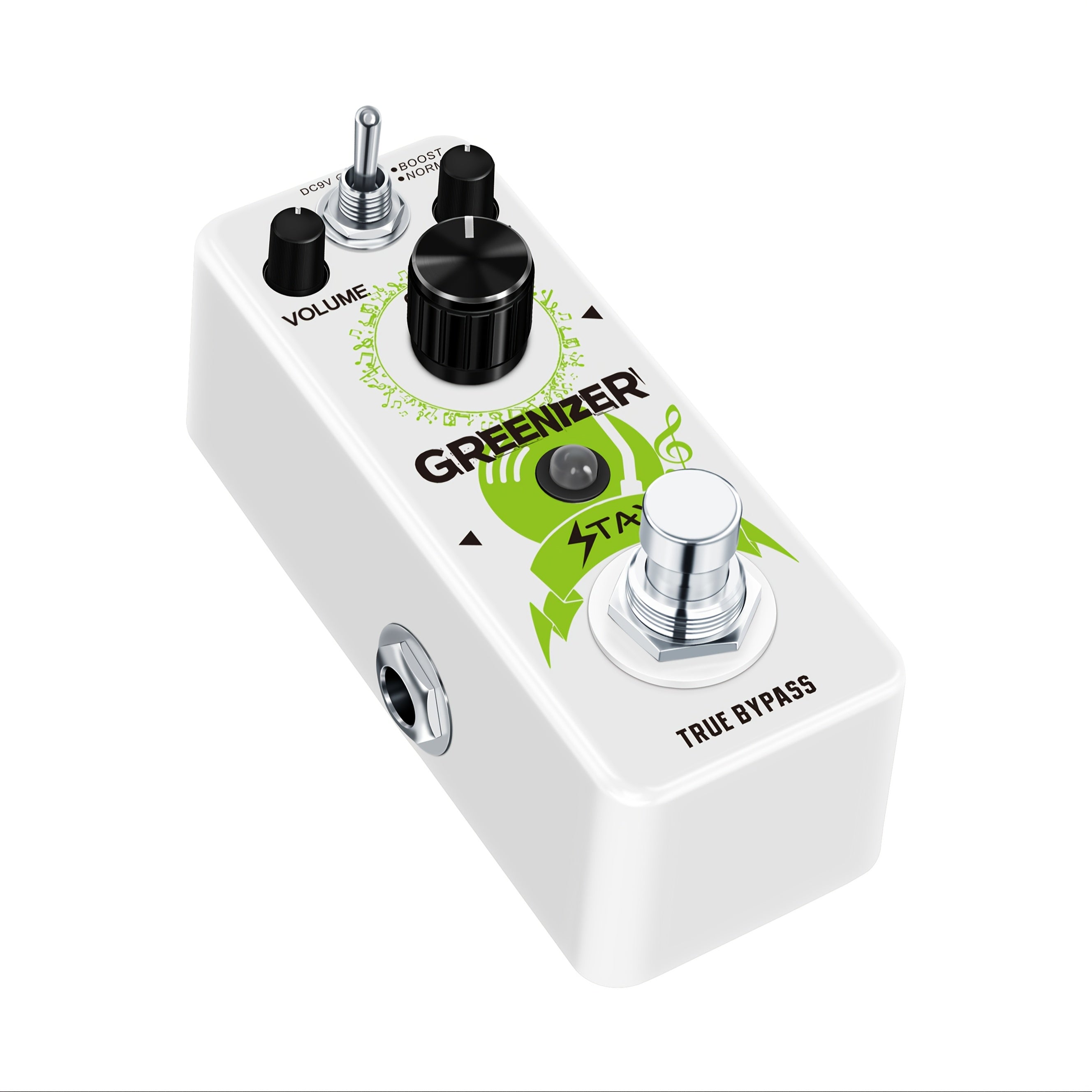 Pedal de Efectos Vintage Analógico Overdrive Greenizer - Recreación del Sonido de Tubo de los 70's, Mini Tamaño con True Bypass