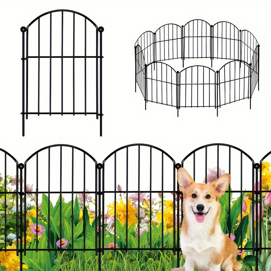 5 o 10 piezas de cerca decorativa para jardín, valla metálica sin excavar a prueba de óxido, barrera para perros, borde ornamental de panel de alambre para arriates de flores, decoración para patio o jardín, 53.34 cm x 164.59 cm