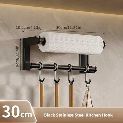 Organizador de Cocina de Acero Inoxidable - Gancho de Pared con Porta Pañuelos, Almacenamiento Multiusos para Utensilios y Accesorios