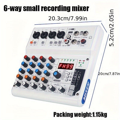 Consola de Mezcla Portátil NXG GX-06, Consola de Mezcla de 6 Canales con Tarjeta de Sonido USB, Controlador de Grabación de Sonido, Interfaz, para Grabación de Juegos en PC y Transmisión de Medios