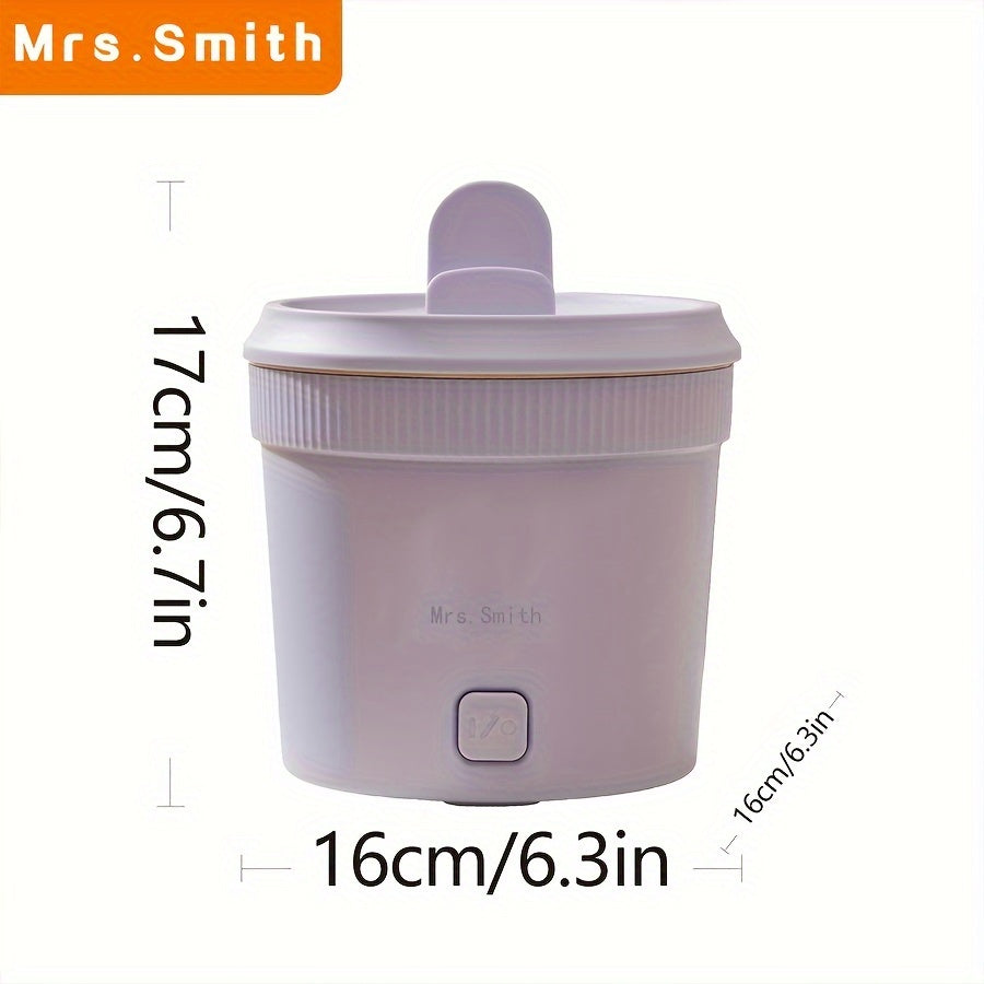 MRSSMITH Sartén eléctrica multifunción de gran calibre de 6.3 pulgadas, olla para freír, hervir y lavar, arrocera eléctrica artesanal para dormitorio con antiadherente de 1L