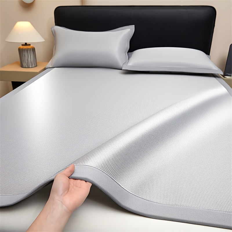 1 alfombrilla refrescante + 1/2 fundas de almohada con sensación de hielo para verano, color beige claro, amigable y transpirable para combatir el calor abrasador, adecuado para dormitorios en casa o residencias estudiantiles, plegable para fácil almacen