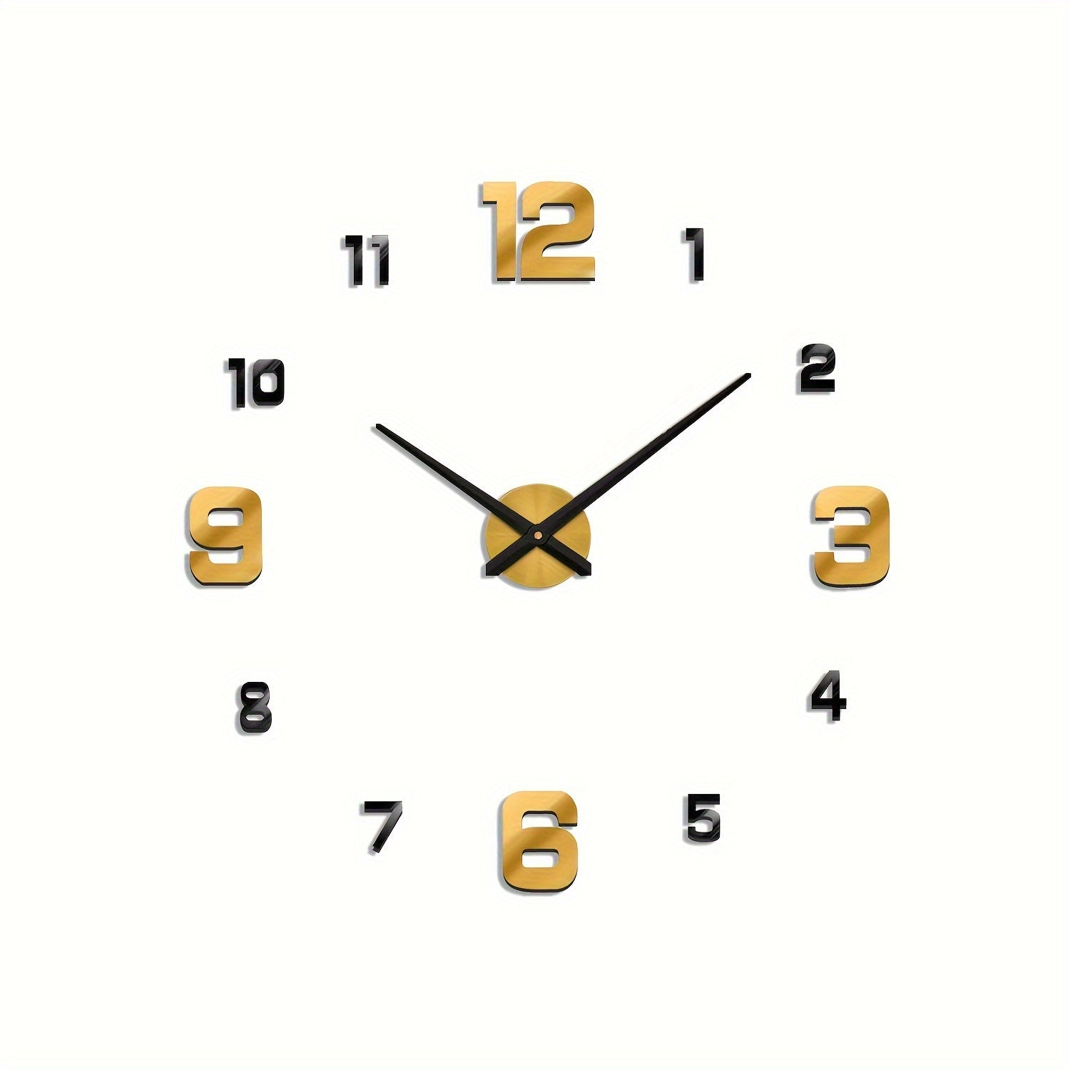Reloj de pared silencioso de acrílico, decoración de pared sin marco 3D - Redondo, kit de reloj de bricolaje, forma de corona arqueada, para sala de estar, comedor, dormitorio, oficina, funciona con pilas AA (pilas no incluidas)