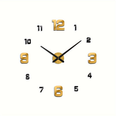 Reloj de pared silencioso de acrílico, decoración de pared sin marco 3D - Redondo, kit de reloj de bricolaje, forma de corona arqueada, para sala de estar, comedor, dormitorio, oficina, funciona con pilas AA (pilas no incluidas)
