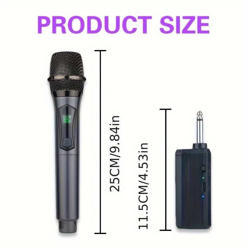 YAMNWEO Micrófono sin varillas Recargable UHF, Dinámico de Mano Dual para Karaoke, Bodas, DJ, Fiestas, Discursos, Iglesia, Aula, Sistema PA, Alcance de 48.77 Metros,