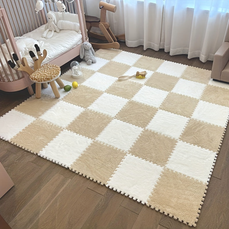 10 Piezas, Alfombra De Rompecabezas De Espuma, Alfombra De Piso De Rompecabezas De Espuma, Baldosas De Rompecabezas Esponjosas Entrelazadas, Alfombras Suaves Para Escalar, Alfombras De Felpa Entrelazadas Para Decoración De Sala De Juegos En El Hogar, Acc