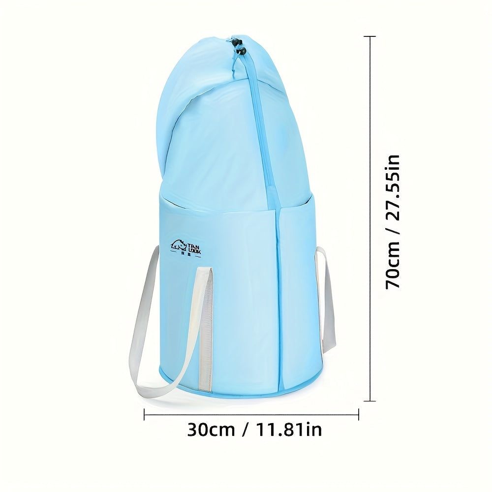 Bolsa de baño portátil plegable con diseño aislado - Color claro beige, plegable para uso en casa, material engrosado, no necesita electricidad, ideal para dormitorios y viajes, artículos esenciales para dormitorios|Bolsa de baño plegable|Bolsa de agua a