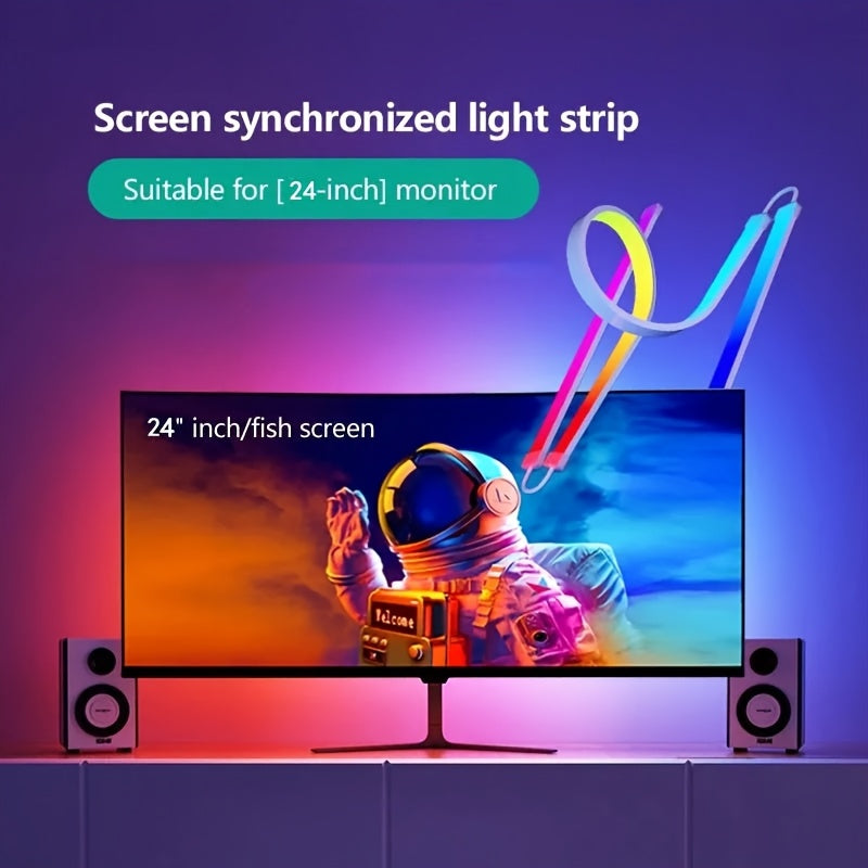 Tira de luces LED RGB AMILL - 24 pulgadas, alimentación por USB, luces LED multicolor para decoración del hogar, ambiente de fiesta y setup de juegos, iluminación vibrante, tiras de PVC duraderas