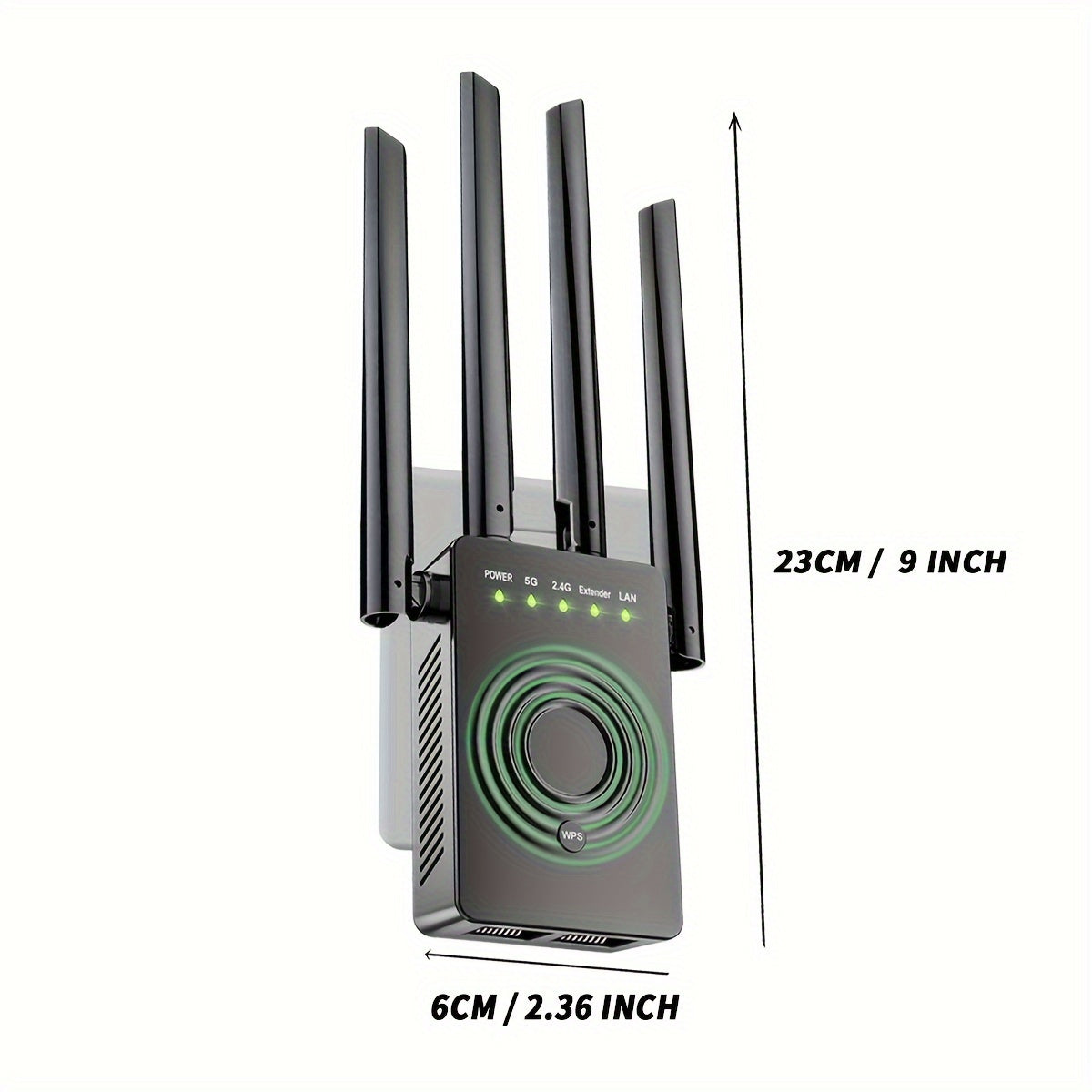 Extensor WiFi 2024 - Amplificador sin varillas Dual Band 2.4/5.8GHz, Extensor de Internet de Alta Velocidad 1200Mbps con Puerto Ethernet, Cobertura hasta 12000 Pies Cuadrados para Hogar/Ocio, Compatible con +100 Dispositivos, Enchufe US (Tipo B), Diseño