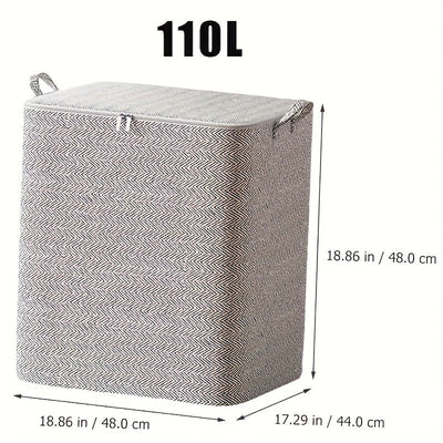 Grandes Bolsas de Almacenamiento Plegables con Tapa y Asas - Estampado Espiga, Varios Tamaños (30L/110L/150L/220L) para Ropa, Ropa de Cama, Cojines y Juguetes - Organizador Subcama para Armario o Clóset, Accesorio de Decoración Neutro, Cierre Seguro con