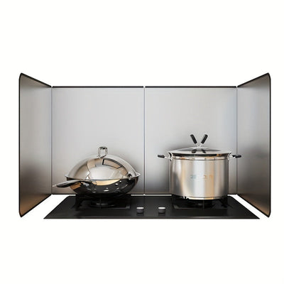 Protector de Estufa Plegable y Resistente al Calor de Acero Inoxidable de Dos Piezas para Hogar, Caravana, Cocinas de Camping, Accesorio de Cocina para Autocaravana | Accesorio de Cocina Moderno | Artículo Duradero para la Cocina