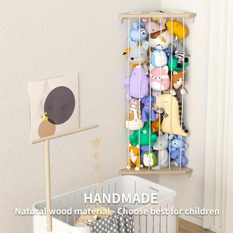 Estante de almacenamiento de madera, Hamaca, Estante de animal de peluche de madera, Sala de juegos, Centro de cuidado diurno, Estante de almacenamiento de juguetes, Adecuado para el almacenamiento de animales de peluche