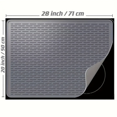 Funda de silicona extra grande para hornos, 28" x 20" (71,12" x 50,8"), resistente al calor, antideslizante, protector ideal para hornos eléctricos y encimeras de vidrio, perfecto para autocaravanas y cocinas, negro/gris.