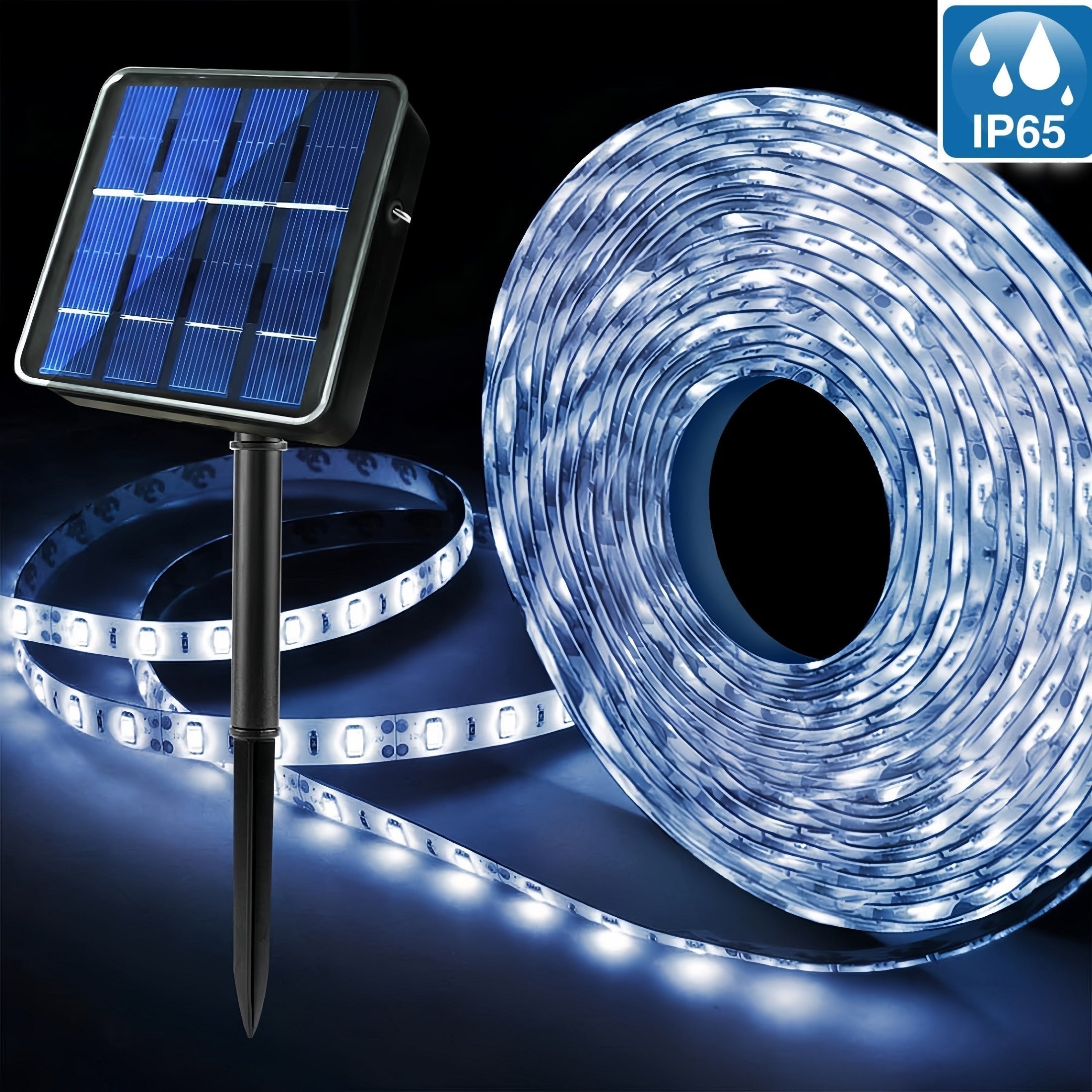 Luces de tira solares, control remoto, 300 LED/5.0 metros, luces de escalera para exteriores, 8 modos de iluminación, encendido/apagado automático, Navidad, cenador, dosel, escaleras de piscina, porche, gallinero, material de PVC, acabado mate, voltaje d