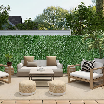 6 paneles de hiedra artificial resistente a los rayos UV, 304.8×50.8 cm, para privacidad en exteriores - Pantalla solar y verde de plástico duradero, sin mantenimiento, ideal para jardín, patio, balcón, decoración navideña, cercas exteriores, pantalla de