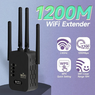 Amplificador de señal Wifi Momoter, modo dual AP/Extensor, fuerte señal Wifi con excelente penetración, soporta 35 dispositivos con 4 antenas para cobertura de 360 grados, incluye puerto Ethernet - Adecuado para oficinas, hogares, cafeterías y otros luga