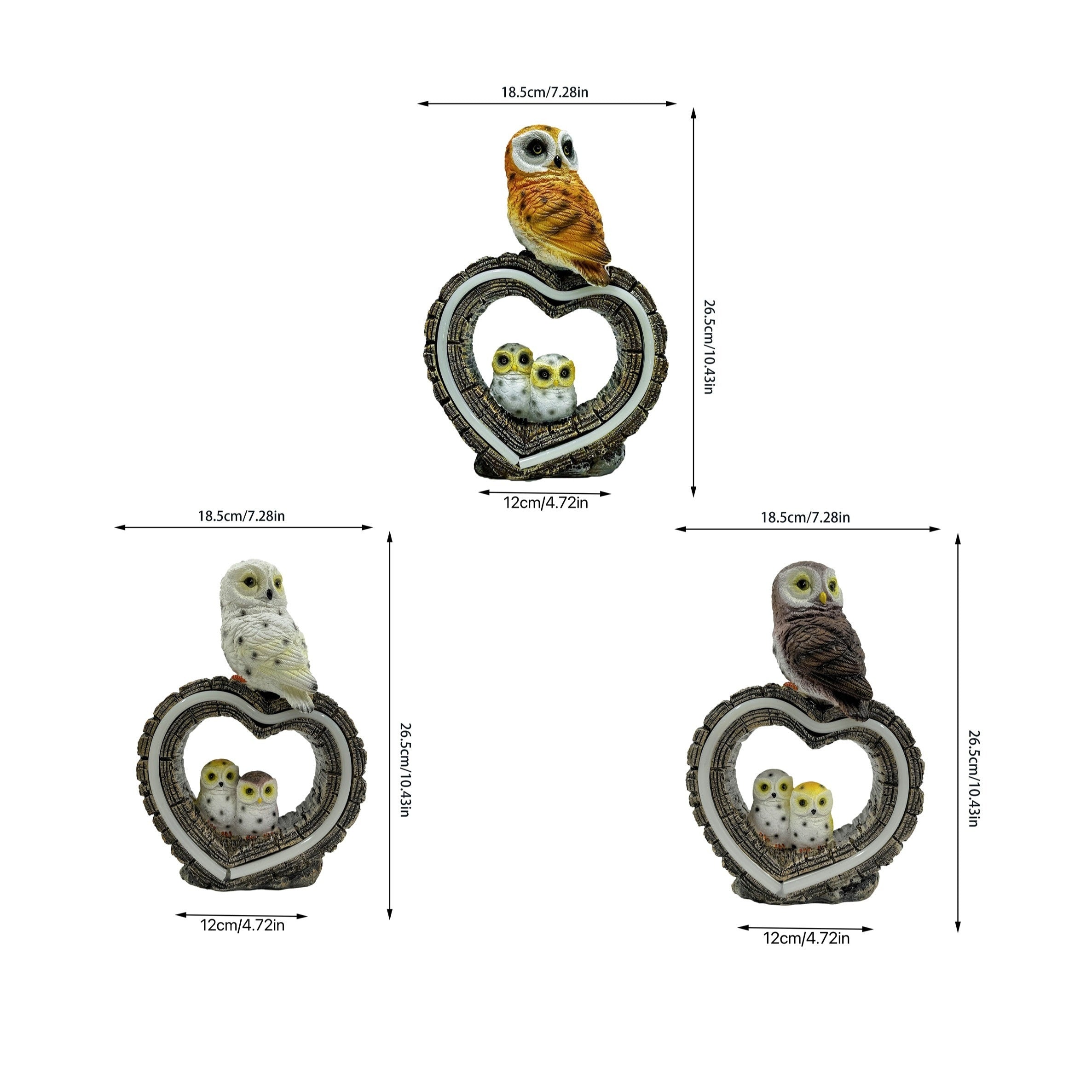 Lámpara decorativa de búho de resina con energía solar, adornos de animales para jardín exterior, batería de níquel 600mAh - XXOASIS