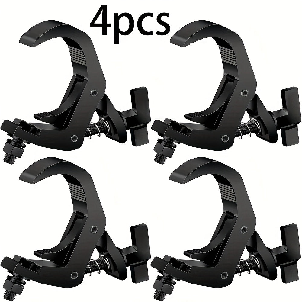 4 piezas de ganchos de luz de escenario de aluminio ajustables - Ganchos de luz par negros para uso al aire libre, aluminio duradero con capacidad de carga de 150 kg, se adapta a tubos de 40 mm-60 mm, diseño resistente para eventos iluminados, accesorios