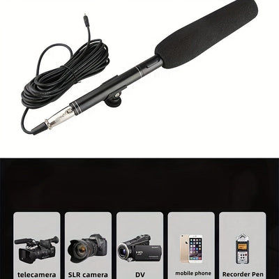 Micrófono de Condensador de Alta Calidad, Microfono de Condensador Profesional de Grado - Audio de Alta Calidad, Soporte de Metal, Cubierta de Espuma a Prueba de Viento, Compatible con Teléfonos Móviles, Cámaras, Cámaras DSLR Digitales, DV - Ideal para E