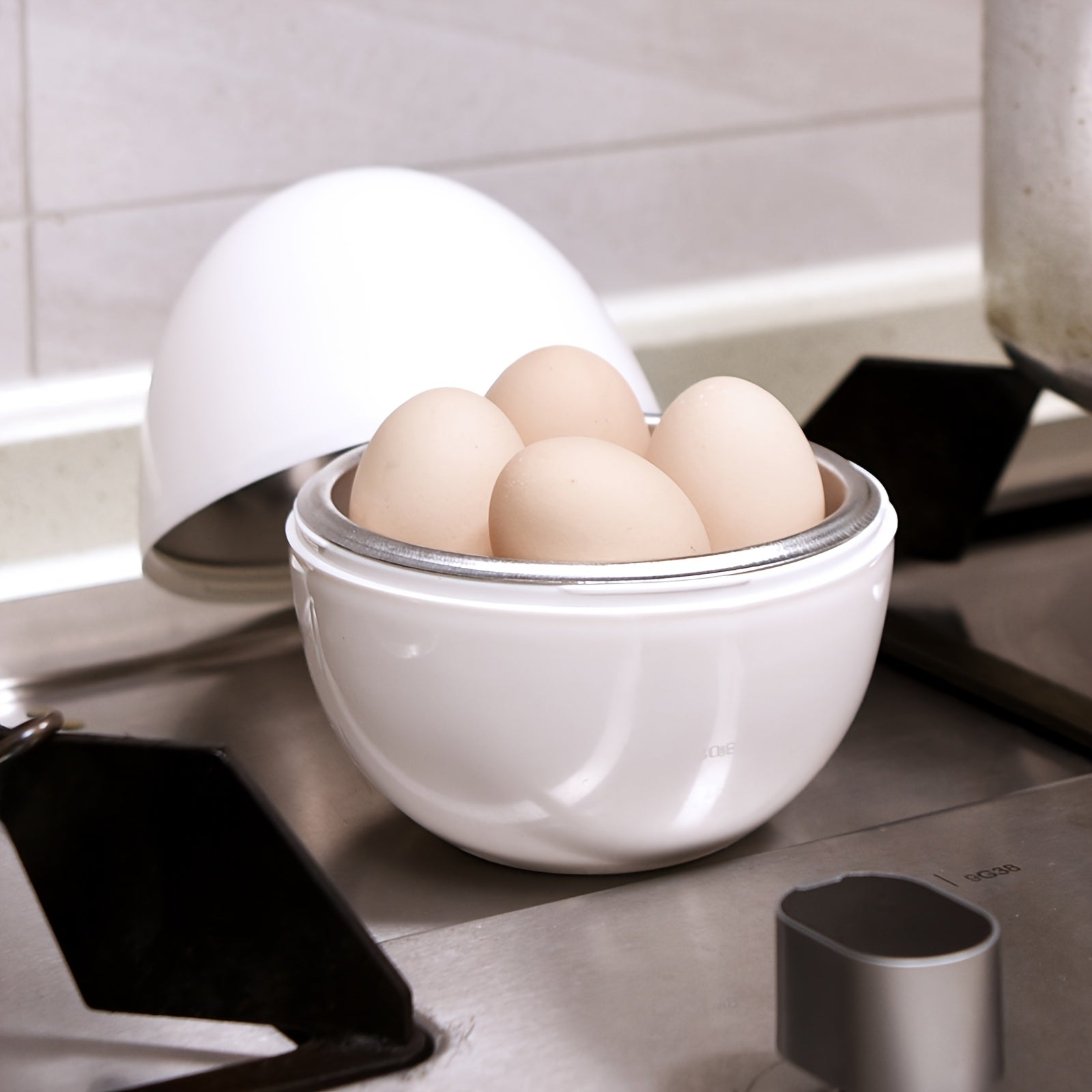 Vaporera Multifuncional Madelifod Mini para Microondas con Tapa - Ideal para Huevos Duros y Blandos, Accesorio de Cocina