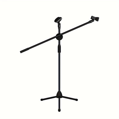 Soporte de Micrófono Ajustable con Base Robusta - Construcción Resistente, Compatibilidad XLR para Grabación Profesional, Actuaciones en Vivo, Podcasting y Estudios Caseros - Compatible con Smartphones, Tabletas y Mezcladores - Uso Interior/Exterior - Di