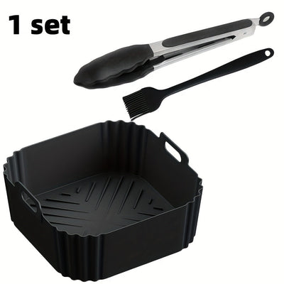 8,86 pulgadas de reutilizables, rectangulares, de silicona para freidor de aire, para Ninja AF140, AF141, AF180, AF181, Philips HD9270 y otros modelos - Antiadherente, resistente al calor, fácil limpieza, accesorio para hornear | Forma cuadrada | Silicon