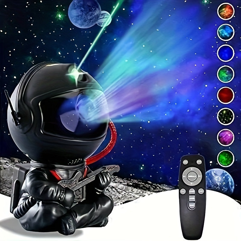 Proyector de Luz Estelar de Nebulosa Galáctica | Alimentado por USB, Control Remoto | Efectos Espaciales Multicolor para Dormitorio y Ambiente de Fiesta | Diseño Artístico de Astronauta con Modos de Iluminación Ajustables | Regalo Ideal para Entusiastas