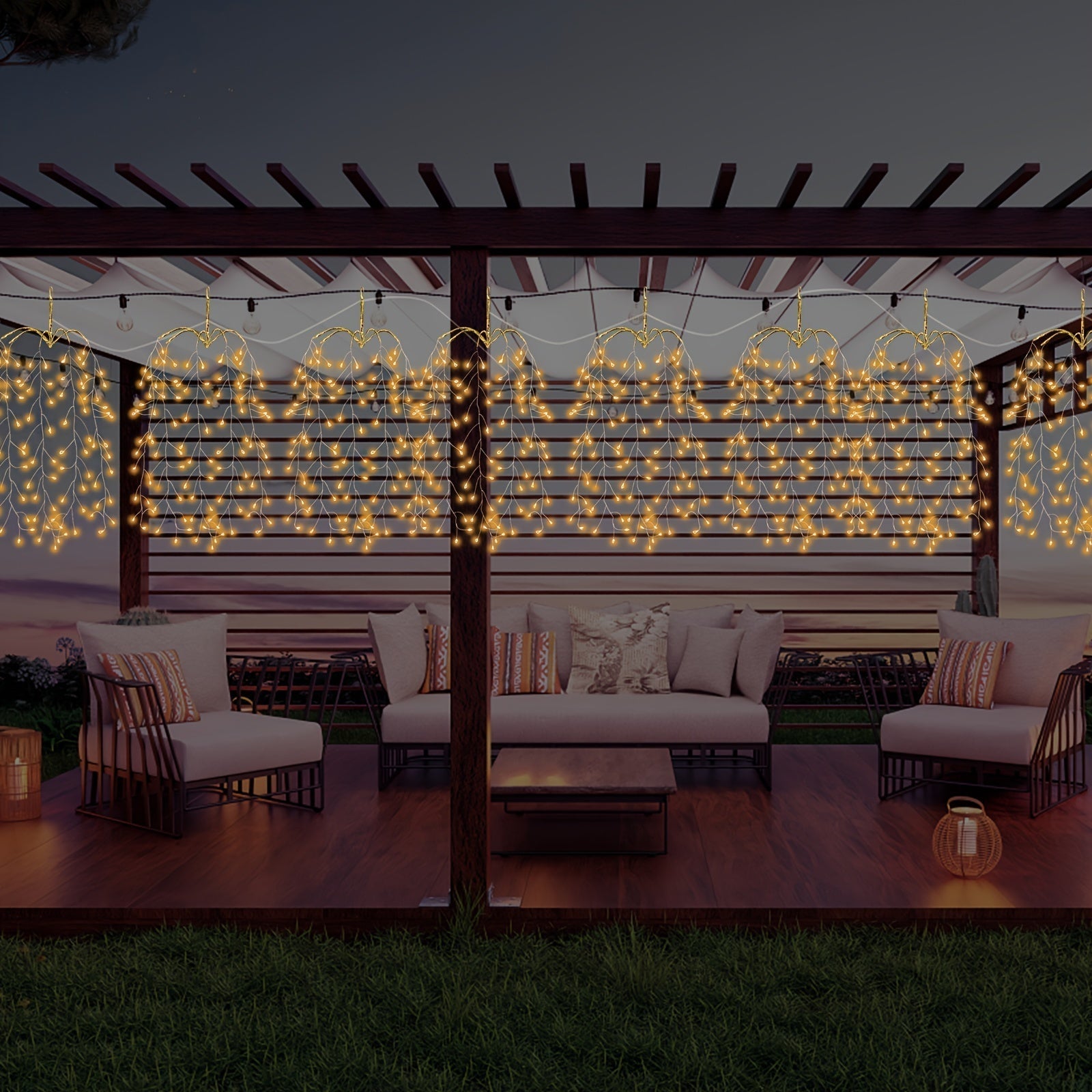 Juego de 3 Luces de Fuegos Artificiales USB para Exterior/Interior con 300 LED y Alambre de Cobre Flexible - 8 Modos de Iluminación, Decoraciones Colgantes para Jardín, Ideal para Dormitorio, Navidad, Fiesta, Boda, Techo, Alero, Año Nuevo (Batería No Inc