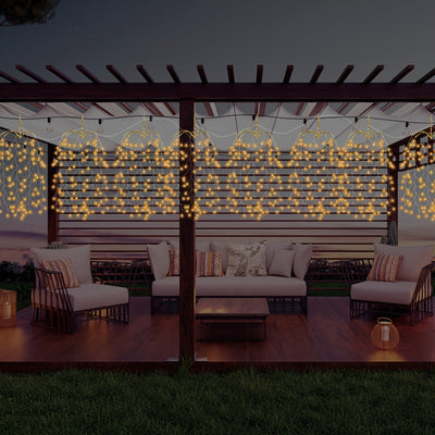 Juego de 3 Luces de Fuegos Artificiales USB para Exterior/Interior con 300 LED y Alambre de Cobre Flexible - 8 Modos de Iluminación, Decoraciones Colgantes para Jardín, Ideal para Dormitorio, Navidad, Fiesta, Boda, Techo, Alero, Año Nuevo (Batería No Inc