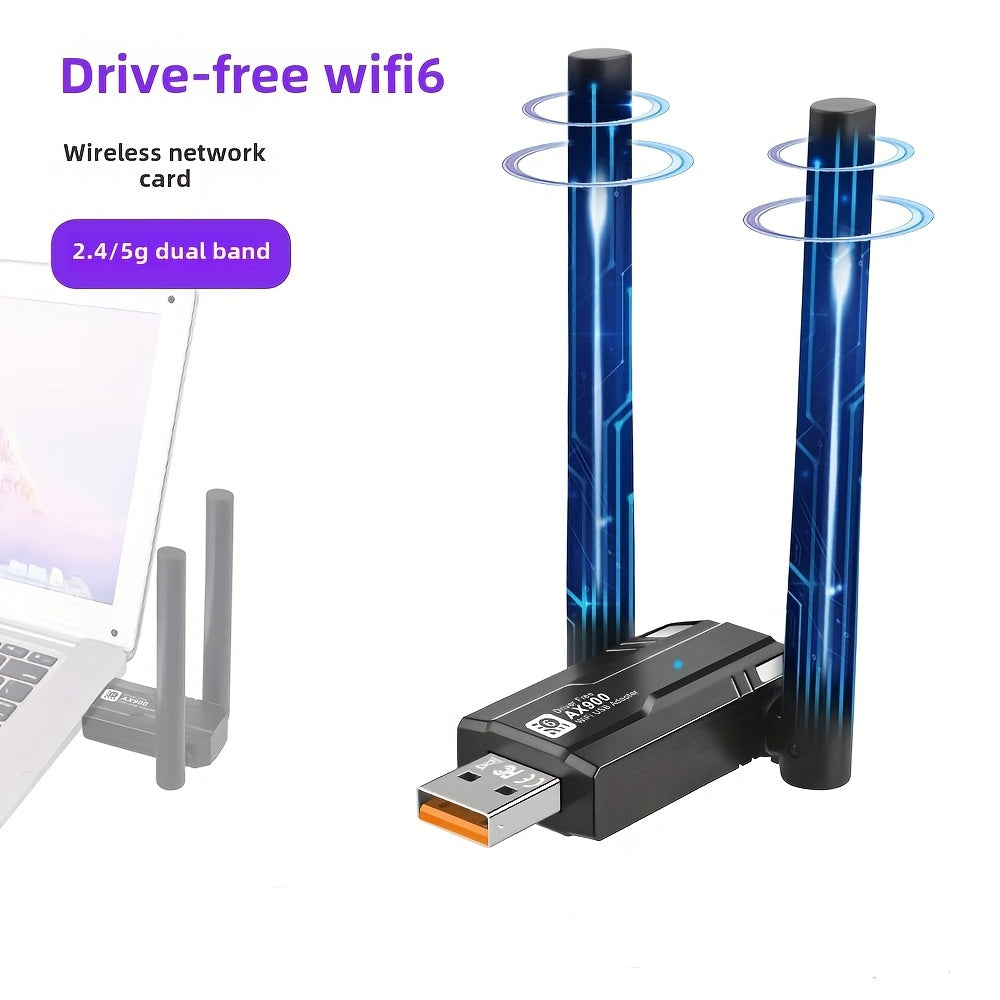 Tarjeta de red WiFi6 de doble banda, adaptador de red inalámbrica con receptor externo USB, velocidad de 900Mbps, plug-and-play, doble antena, para PC de escritorio/ordenador portátil, no requiere batería, alimentado por USB, accesorio de red | Diseño el