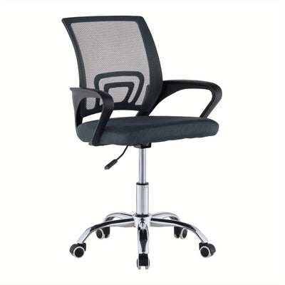 Una silla de oficina práctica, duradera y ergonómicamente diseñada con altura ajustable, respaldo de malla transpirable, soporte lumbar, estructura metálica resistente, ideal para hogares y compatibles con pisos duros