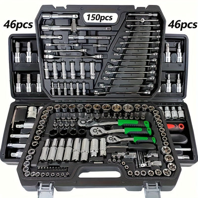 Juego de herramientas de 46 piezas de acero cromo vanadio, kit de llaves multifuncionales templadas, alto torque, portátil para mantenimiento de autos, bicicletas y motocicletas