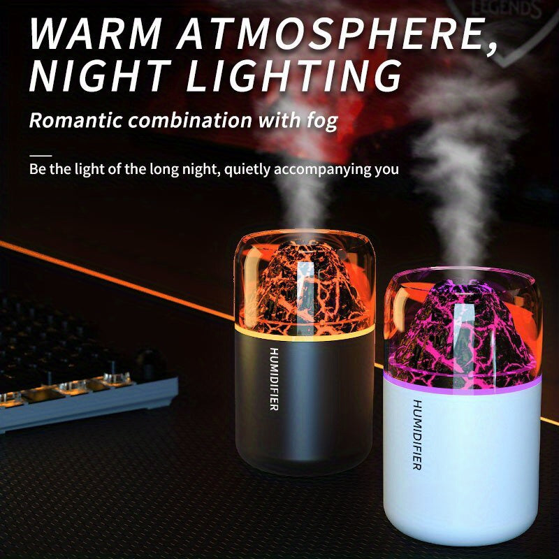 Humidificador ultrasónico con luz LED de 7 colores - Alimentación por USB, diseño ultra silencioso, iluminación ambiental romántica, ideal para decoración de interiores en casa, oficina y auto