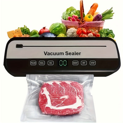 Máquina de sellado multifuncional para el hogar, sellador de alimentos negro simple y elegante, sella alimentos secos y húmedos, polvo de condimento, adecuado para varios escenarios, pequeño regalo de cocina.