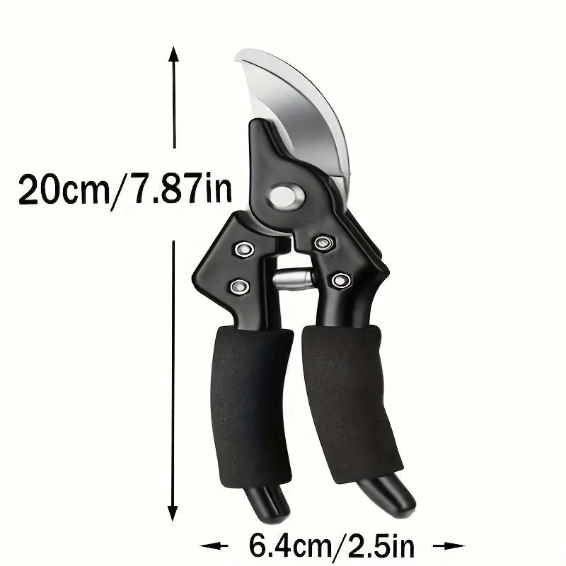 1pc Tijeras de Podar Premium UiUi de Alta Resistencia - Cuchillas de Acero Inoxidable de Alta Tensión, Mango Negro Ergonómico, Ideal para Jardinería y Paisajismo, Recorta Ramas Gruesas Sin Esfuerzo