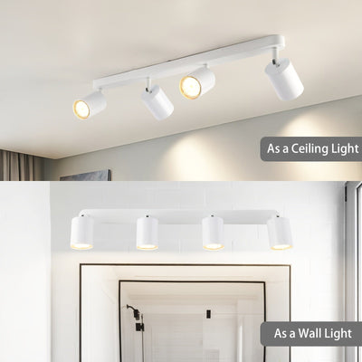Luz de techo LED moderna, 4 bombillas, foco rotativo blanco GU10, acabado de hierro pulido, enfoque ajustable, montaje semi-inclinado, cableado duro, para cocina, dormitorio, sala de estar, oficina - Bombillas no incluidas, iluminación cercana al techo p