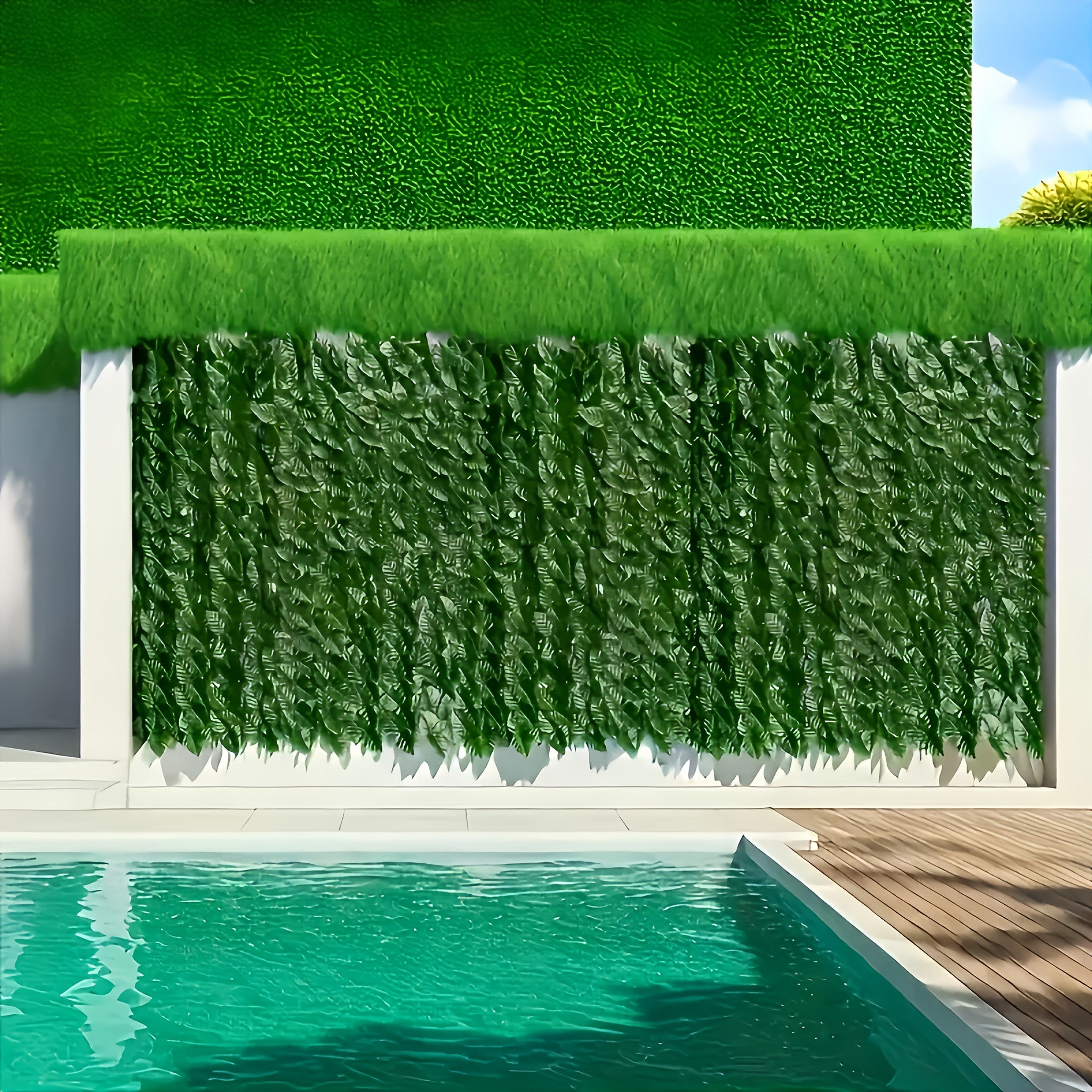 3 piezas de paneles de pared de hiedra artificial verde, 118,11 pulgadas x 19,69 pulgadas - Pantalla de valla de privacidad exterior resistente a la radiación UV, adecuada para patio, balcón, jardín, decoración verde interior/exterior, diseño de plantas