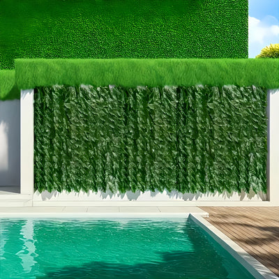 3 piezas de paneles de pared de hiedra artificial verde, 118,11 pulgadas x 19,69 pulgadas - Pantalla de valla de privacidad exterior resistente a la radiación UV, adecuada para patio, balcón, jardín, decoración verde interior/exterior, diseño de plantas