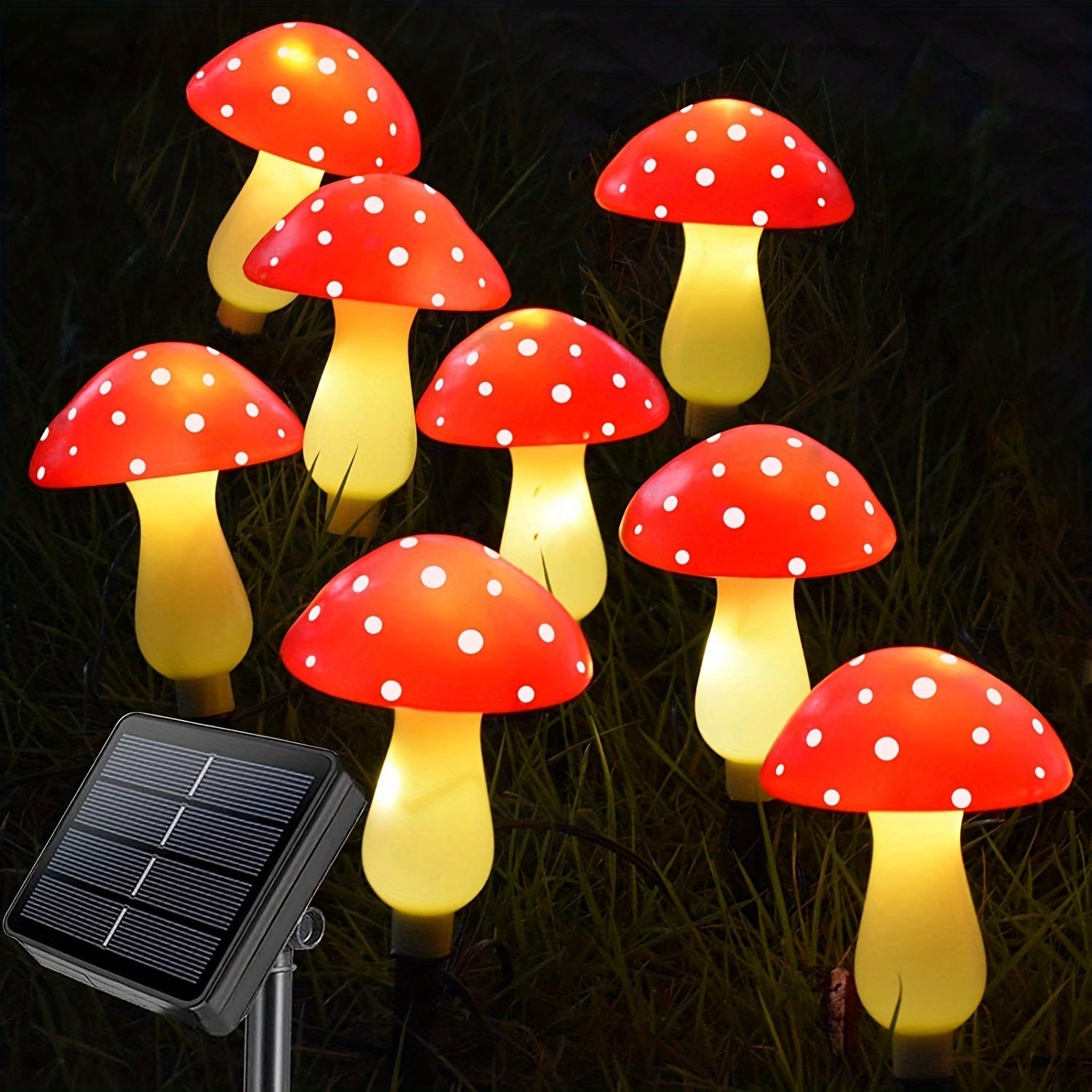 Luces solares en forma de hongo, 8/12/20 piezas, 8 modos para decoración de jardín exterior, iluminación para camping y festivales, decoración para caminos de césped, candelabros para fiestas, iluminación exterior para RV
