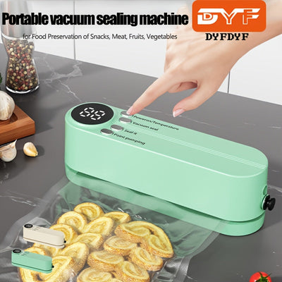 Sellador al Vacío Portátil Recargable por USB con Bolsas Herméticas y Bomba de Sellado Rápido Incluida – Diseño Compacto para Conservar Alimentos como Bocadillos, Carne, Frutas, Verduras, Máquina Selladora al Vacío