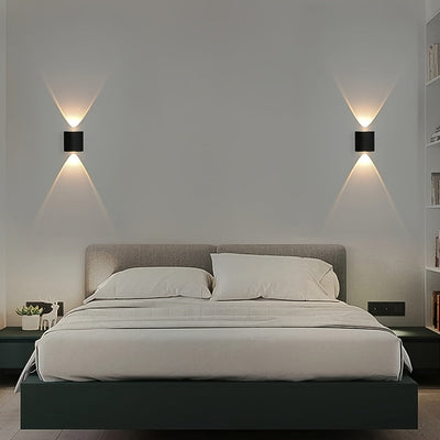 Lámpara de pared LED moderna, 2W, 85-265V, para interior y exterior, jardín o patio, con hardware de instalación, montaje semiempotrado, plástico negro, desmontable, sin batería, iluminación para patio | Lámpara de pared elegante | Luz LED moderna, luces